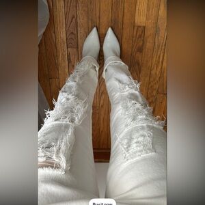 Richmond White Shredded Distressed Designer Denim Jeans
